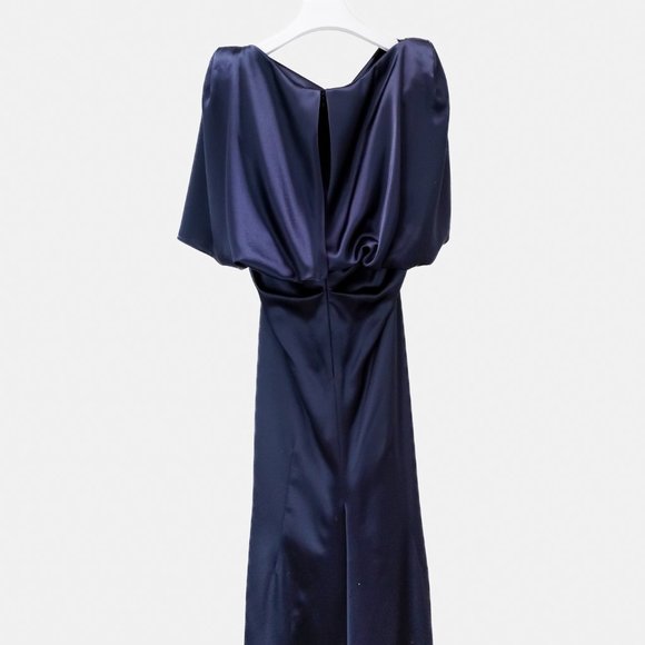 Talbot Runhof Lobata Midnight Draped Satin Gown - Picture 3 of 11